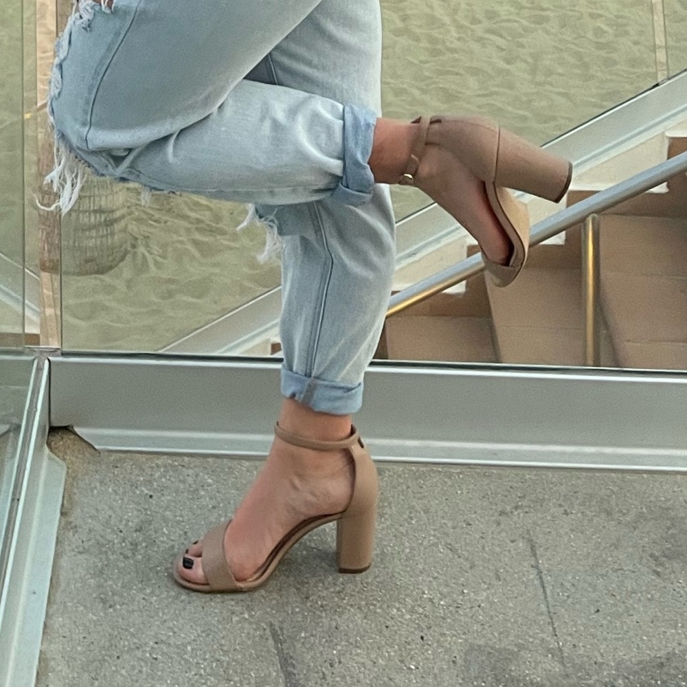Kelly & Katie Nude Ankle Strap Heels